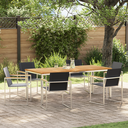 7 Piece Garden Dining Set Solid Wood Teak
