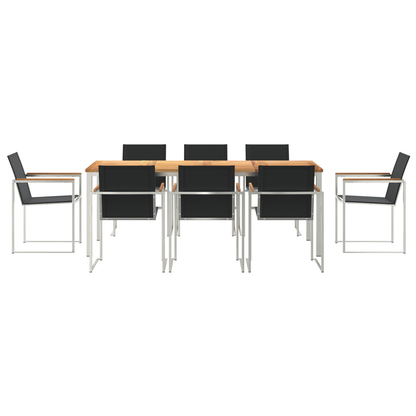 9 Piece Garden Dining Set Solid Wood Teak