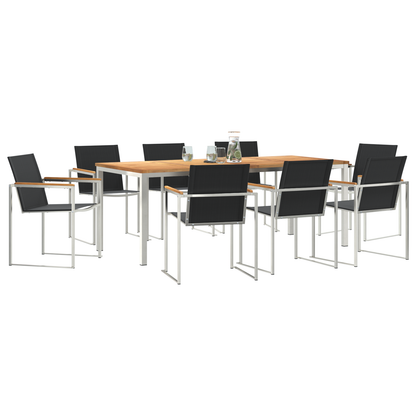 9 Piece Garden Dining Set Solid Wood Teak