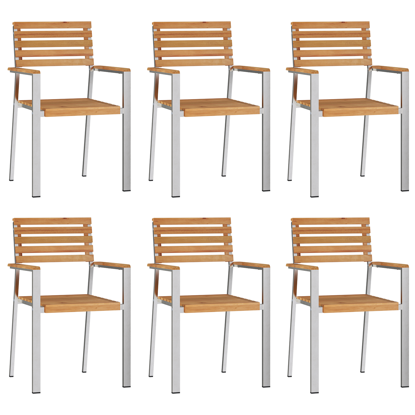 Stacking Garden Chairs 6 pcs 54.5x56x89 cm Solid Wood Teak