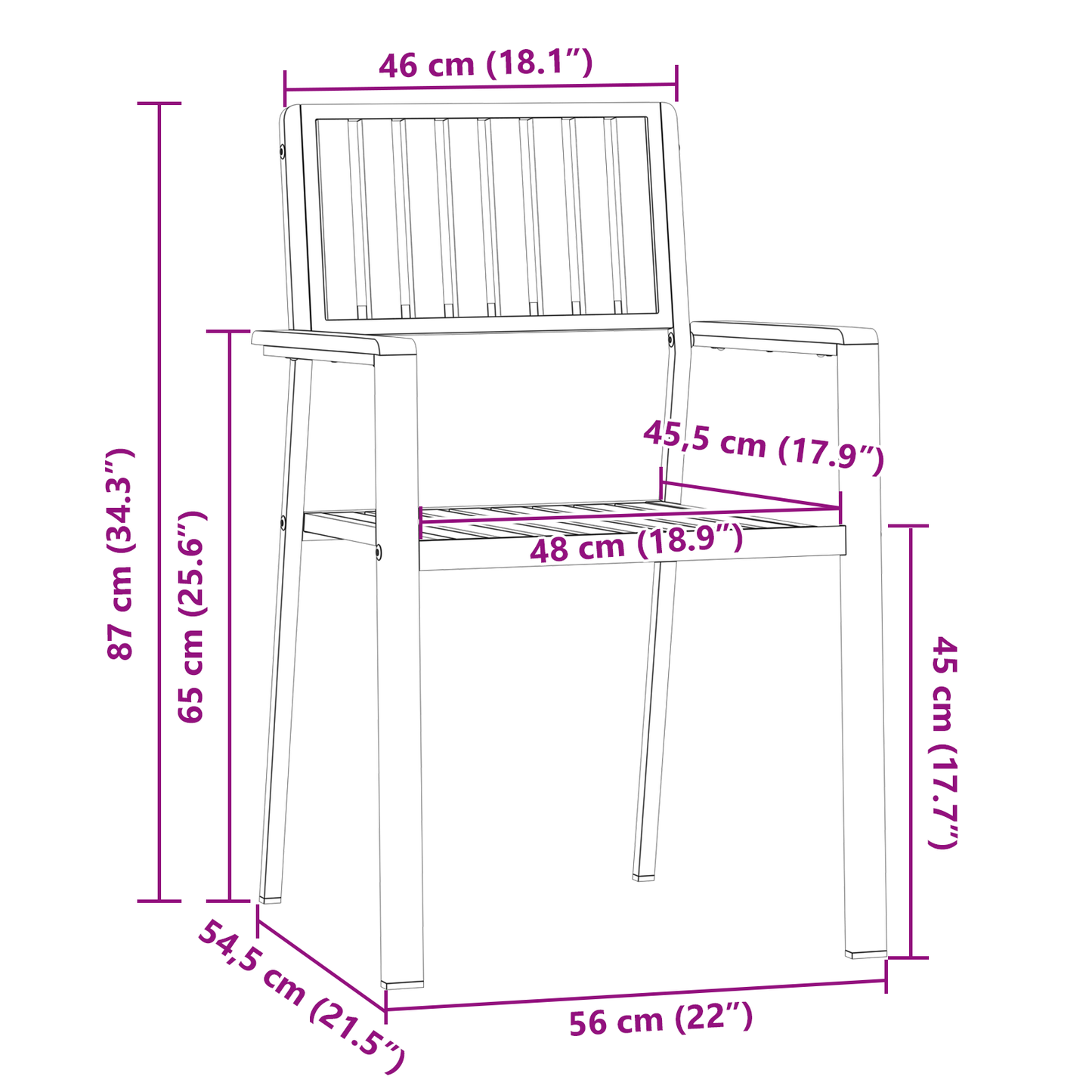 Stacking Garden Chairs 8 pcs 54.5x56x87 cm Solid Wood Teak