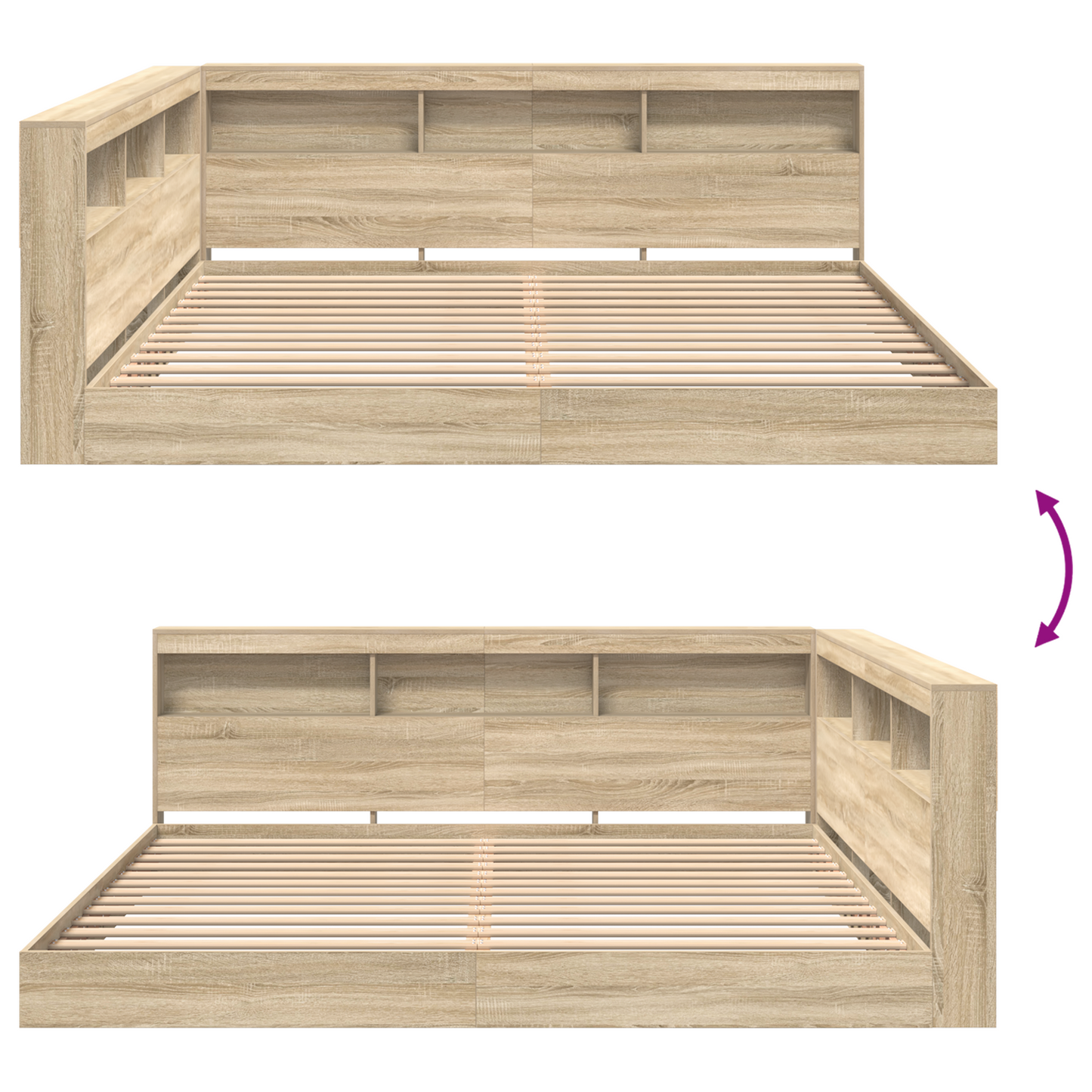 Bookcase Bed Sonoma Oak 180x200 cm Engineered Wood