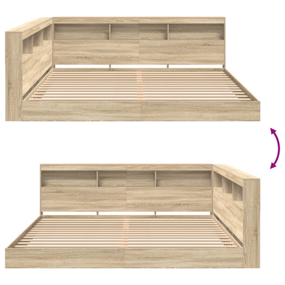 Bookcase Bed Sonoma Oak 180x200 cm Engineered Wood