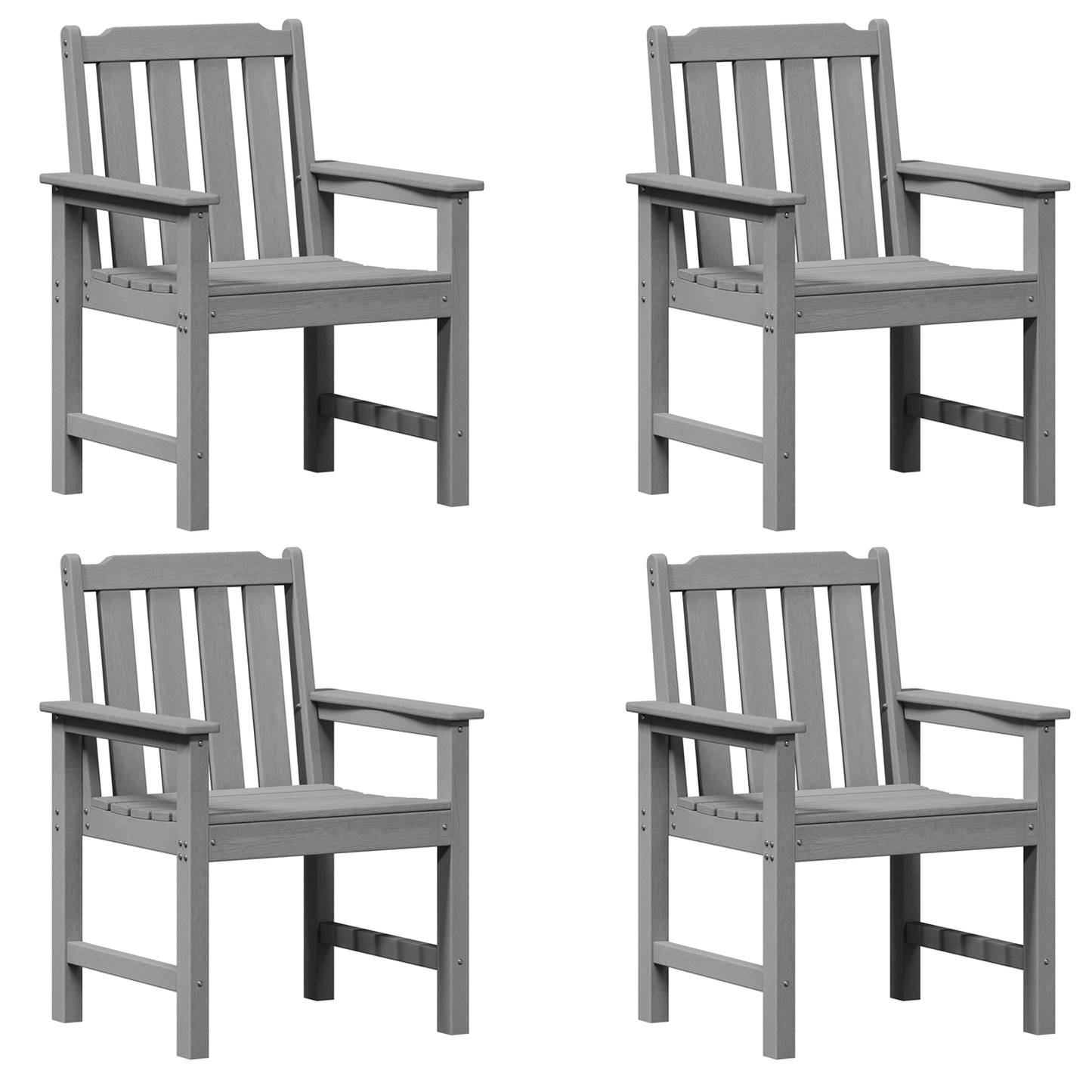 Garden Dining Chairs 4 pcs Light Grey 65.5x55.5x88 cm HDPE