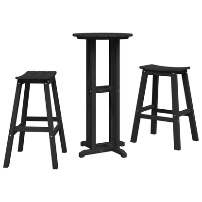 3 Piece Garden Bar Set Black HDPE