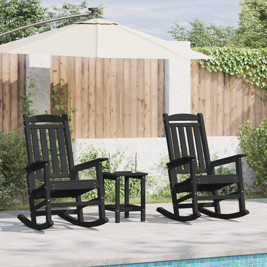 Garden Rocking Chairs 2 pcs Black 70x92x107.5 cm HDPE