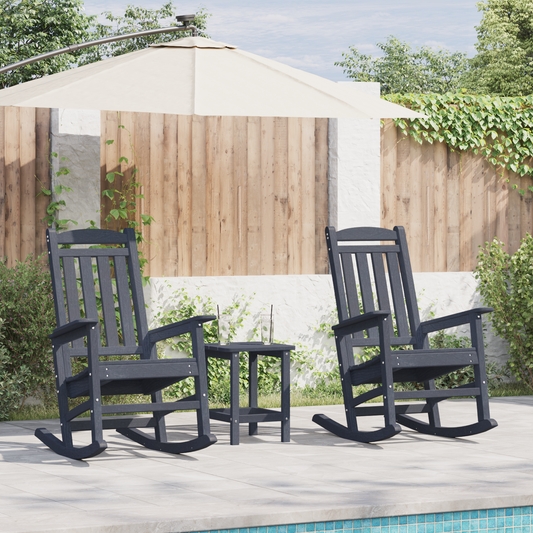 3 Piece Garden Lounge Set Navy Blue HDPE