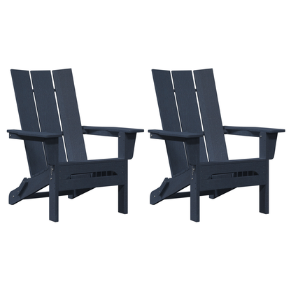 Foldable Adirondack Chairs 2 pcs Navy Blue 74.5x80.5x90 cm HDPE