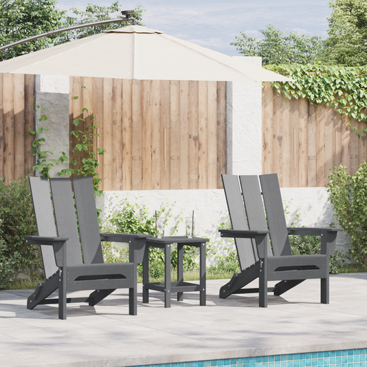 Foldable Adirondack Chairs 2 pcs Light Grey 74.5x80.5x90 cm HDPE
