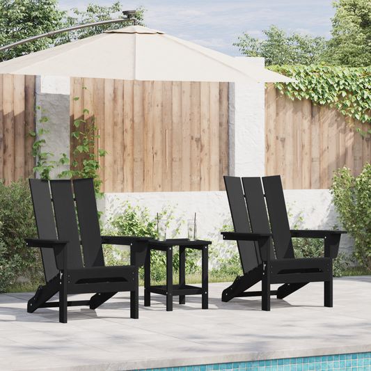 3 Piece Garden Lounge Set Black HDPE