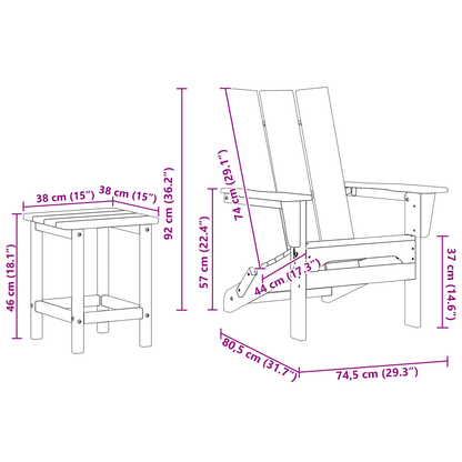 3 Piece Garden Lounge Set Black HDPE