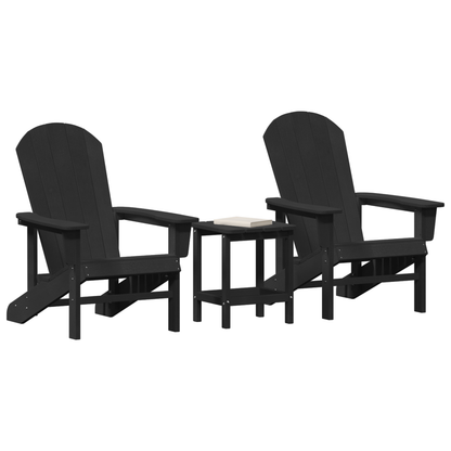 3 Piece Garden Lounge Set Black HDPE