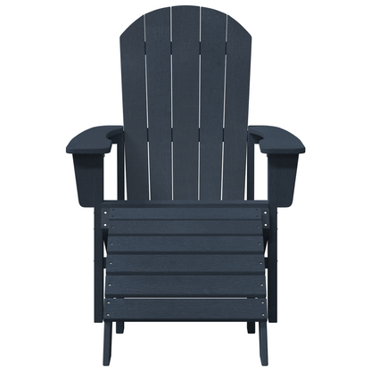 Adirondack Chairs with Footrests 2 pcs Navy Blue HDPE