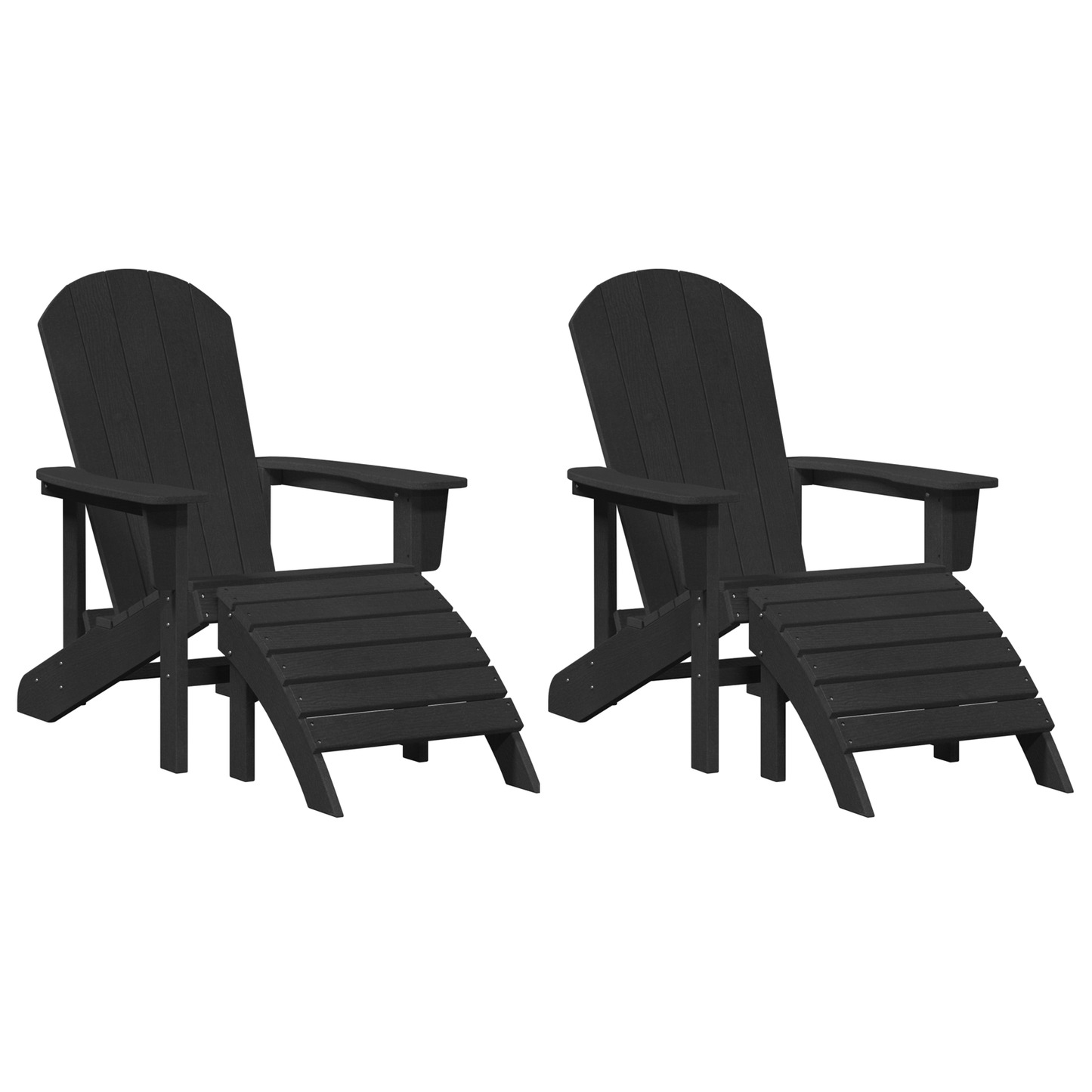 Adirondack Chairs with Footrests 2 pcs Black HDPE