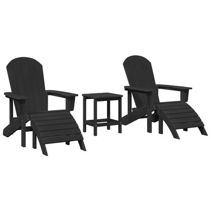 3 Piece Garden Lounge Set Black HDPE