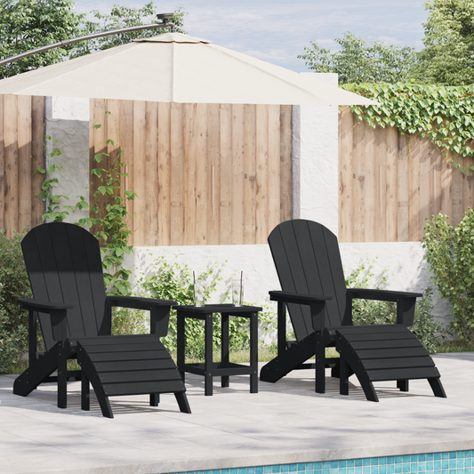 3 Piece Garden Lounge Set Black HDPE