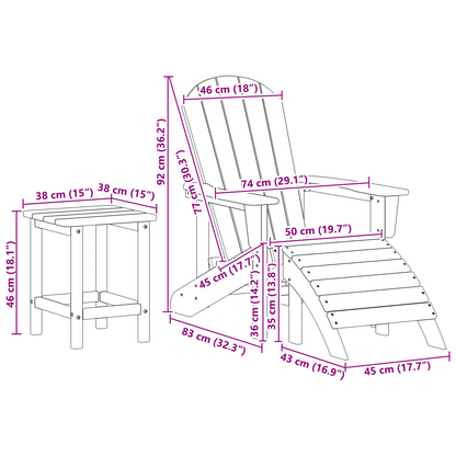 3 Piece Garden Lounge Set Black HDPE