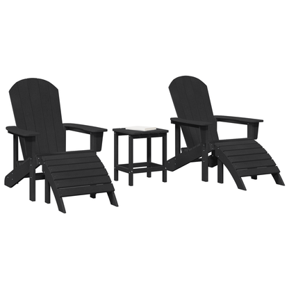 3 Piece Garden Lounge Set Black HDPE