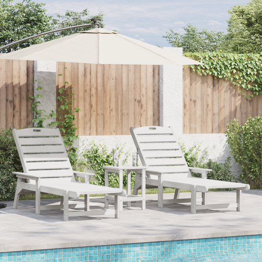 3 Piece Garden Lounge Set White HDPE
