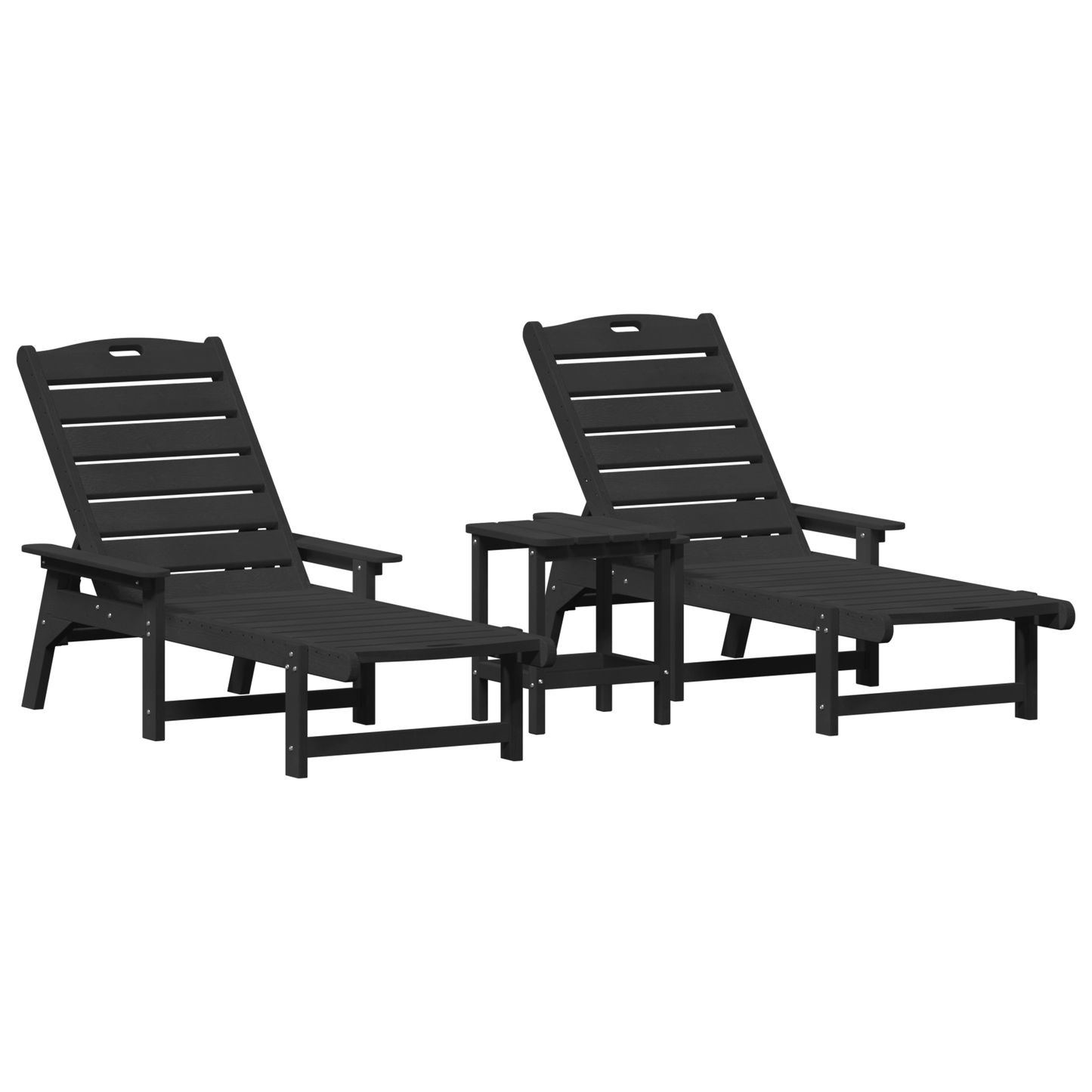 3 Piece Garden Lounge Set - Black HDPE