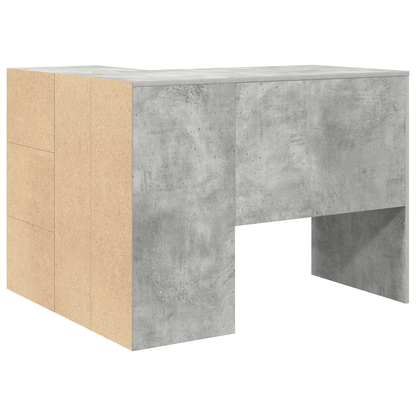 Corner Desk Concrete Grey 102x88x75 cm Engineered Wood