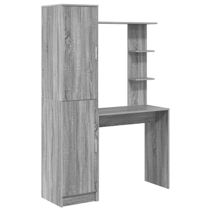 Desk with Storage Grey Sonoma Engineered Wood