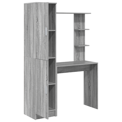 Desk with Storage Grey Sonoma Engineered Wood