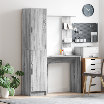 Desk with Storage Grey Sonoma Engineered Wood