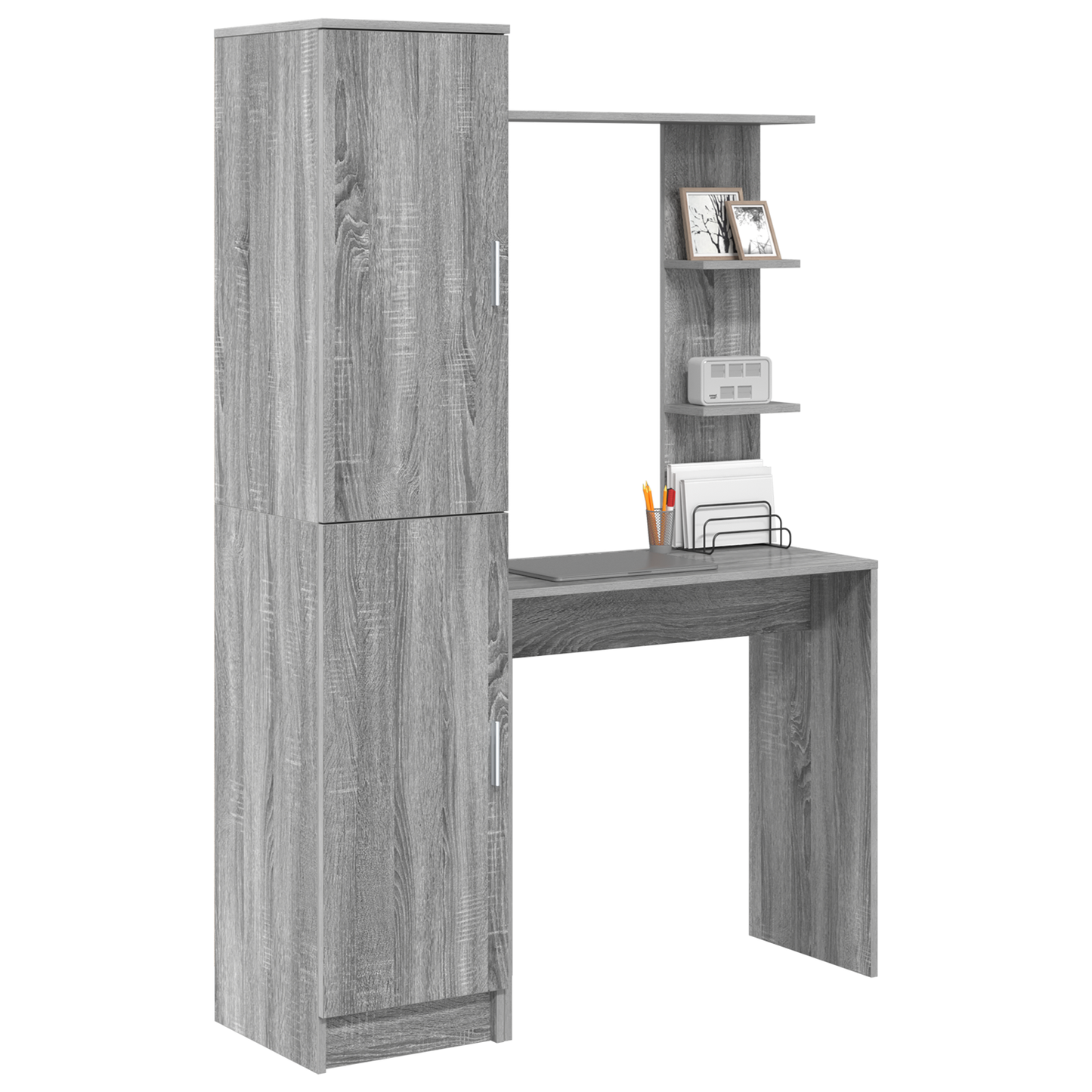 Desk with Storage Grey Sonoma Engineered Wood