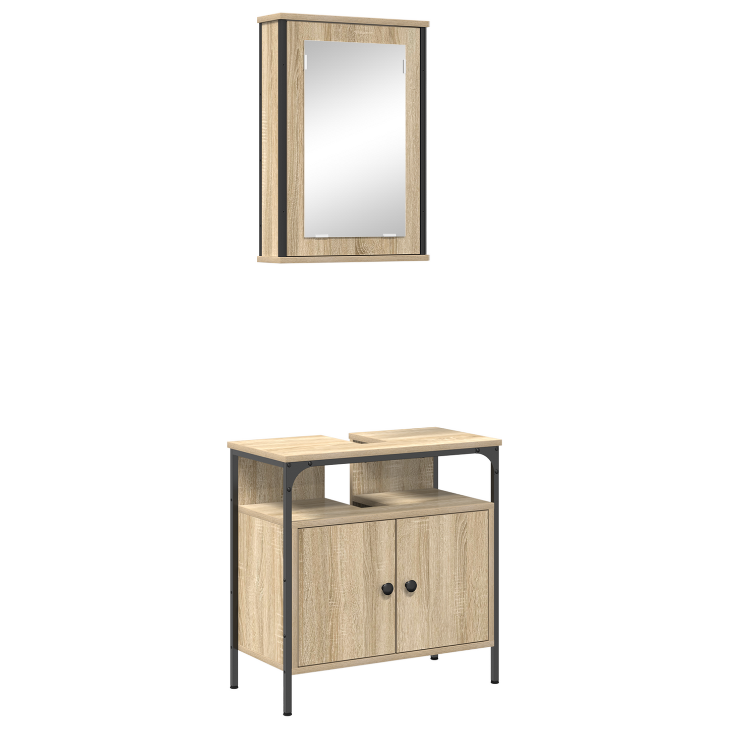 2 Piece Bathroom Cabinet Set Sonoma Oak Engineered Wood