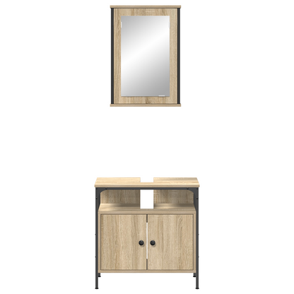 2 Piece Bathroom Cabinet Set Sonoma Oak Engineered Wood