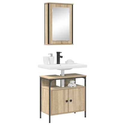 2 Piece Bathroom Cabinet Set Sonoma Oak Engineered Wood