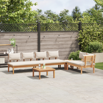 5 Piece Garden Dining Set with Cushions Solid Wood Teak