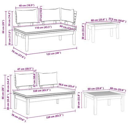 5 Piece Garden Dining Set with Cushions Solid Wood Teak