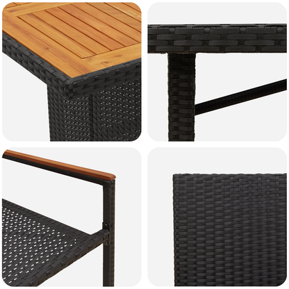 9 Piece Garden Dining Set Black Poly Rattan