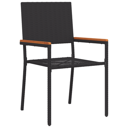 9 Piece Garden Dining Set Black Poly Rattan