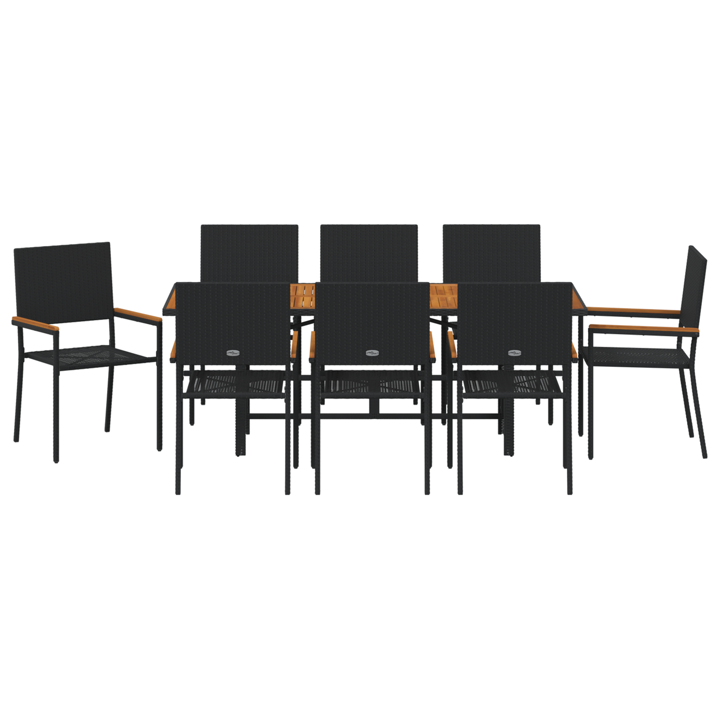 9 Piece Garden Dining Set Black Poly Rattan