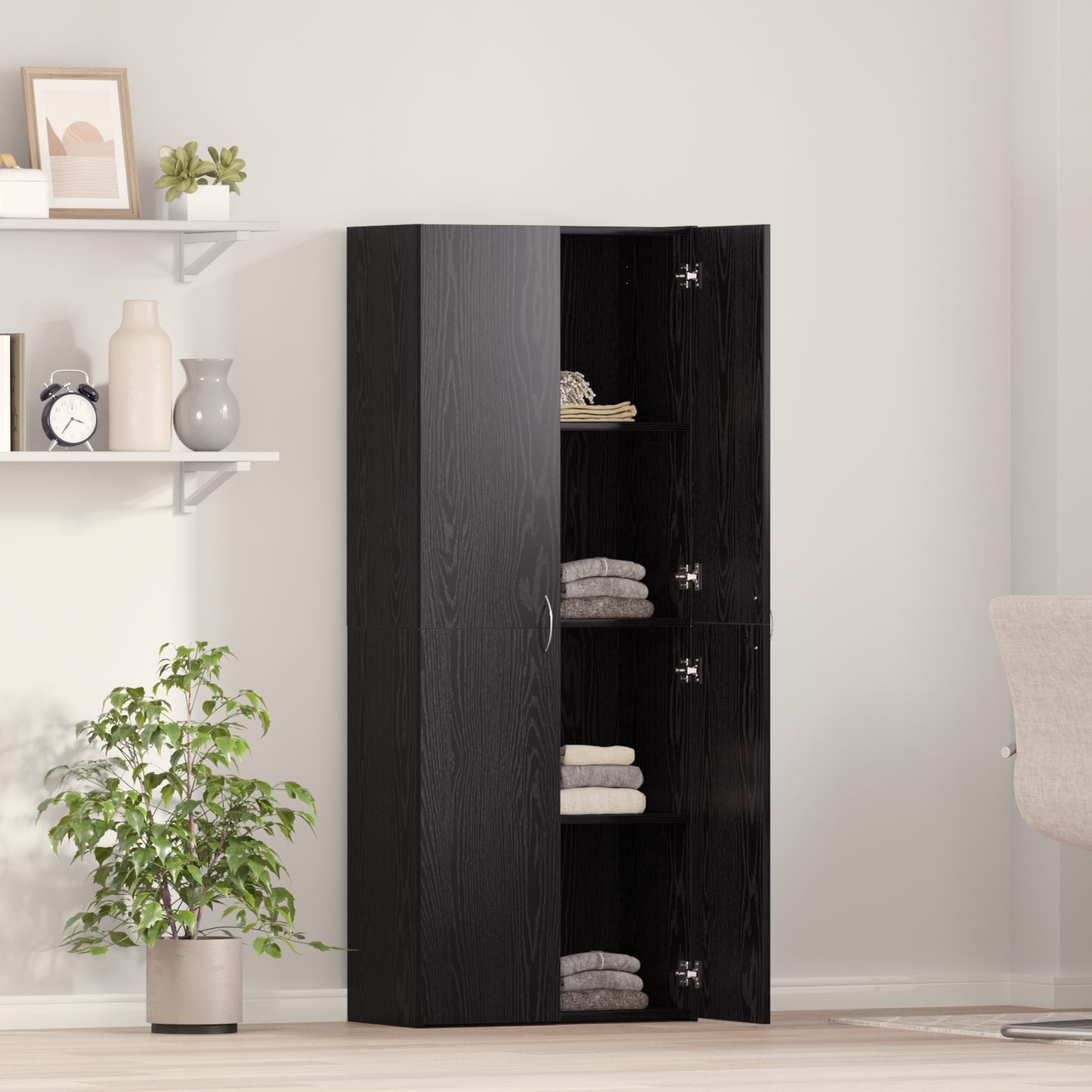 Filing Cabinet Set of 2 Black oak Engineered wood