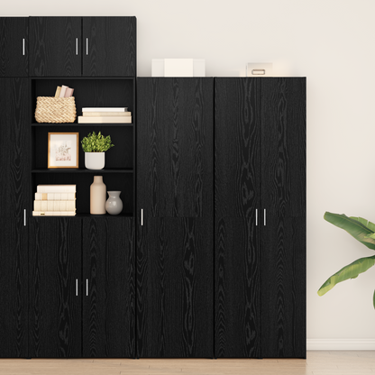 Highboard Black Oak 50x42.5x185 cm Engineered Wood