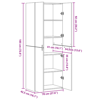 Highboard Old Wood 70x42.5x185 cm Engineered Wood