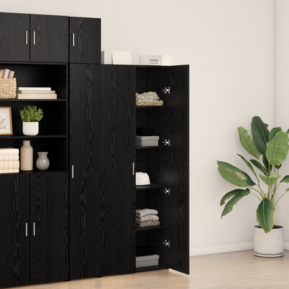 Highboard Black Oak 70x42.5x185 cm Engineered Wood