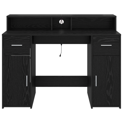 Desk Black Oak 120x55x91 cm Engineered Wood