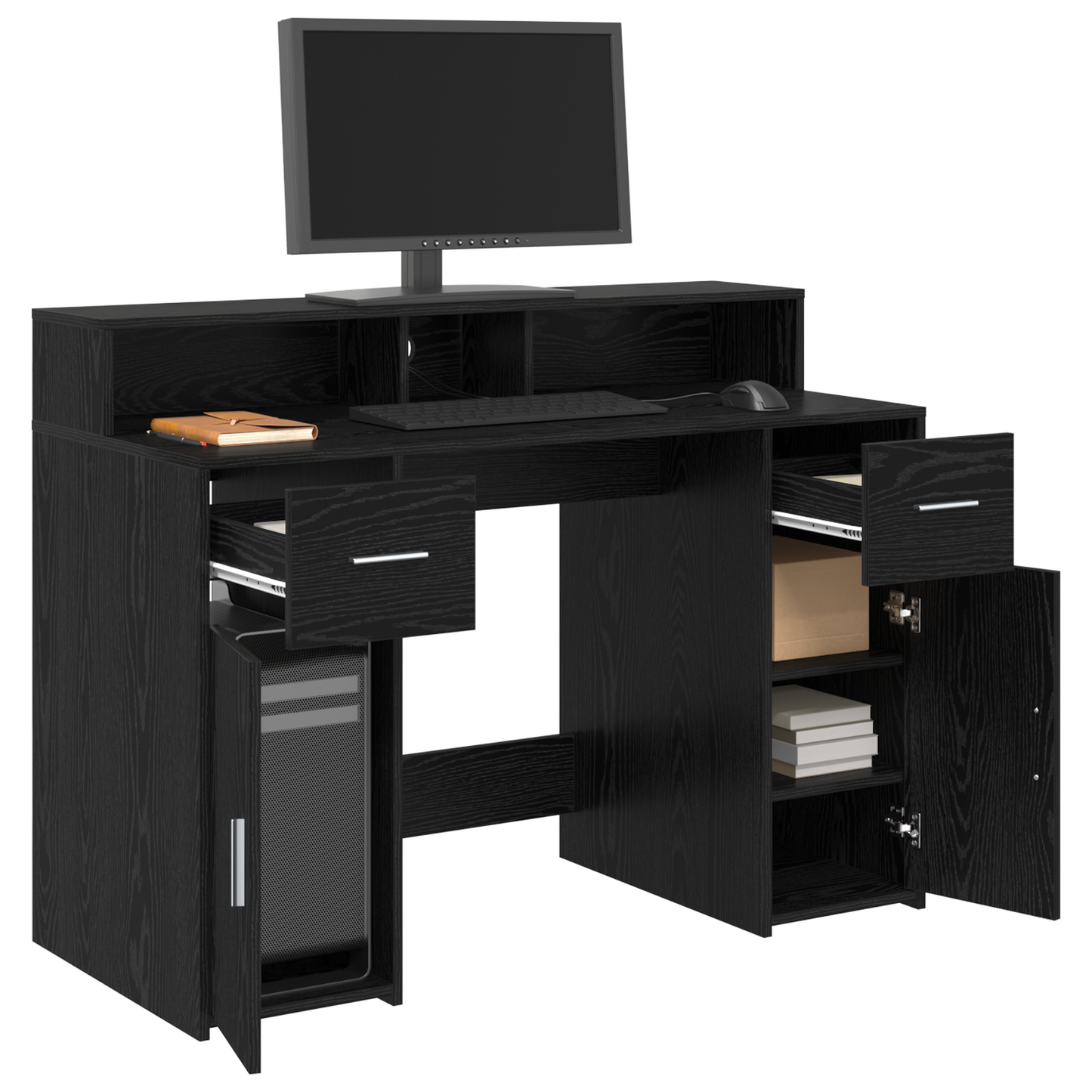 Desk Black Oak 120x55x91 cm Engineered Wood