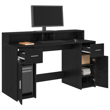 Desk Black Oak 140x55x91 cm Engineered Wood