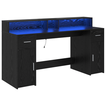 Desk Black Oak 160x55x91 cm Engineered Wood