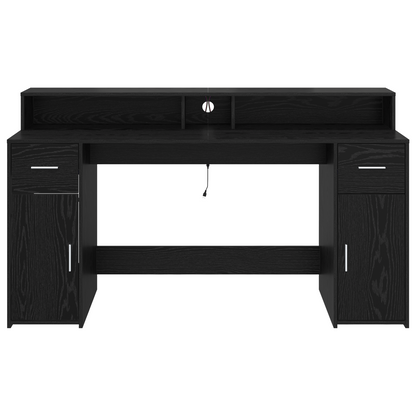 Desk Black Oak 160x55x91 cm Engineered Wood