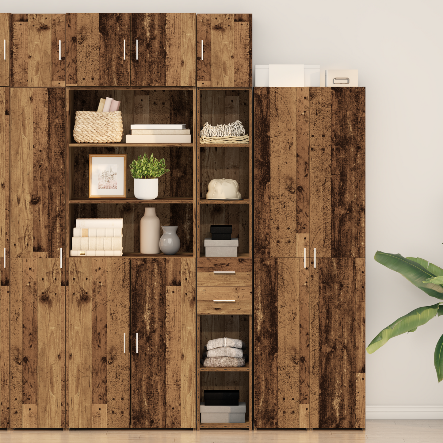 Slim Storage Cabinet Old Wood 30x42.5x225 cm Engineered Wood