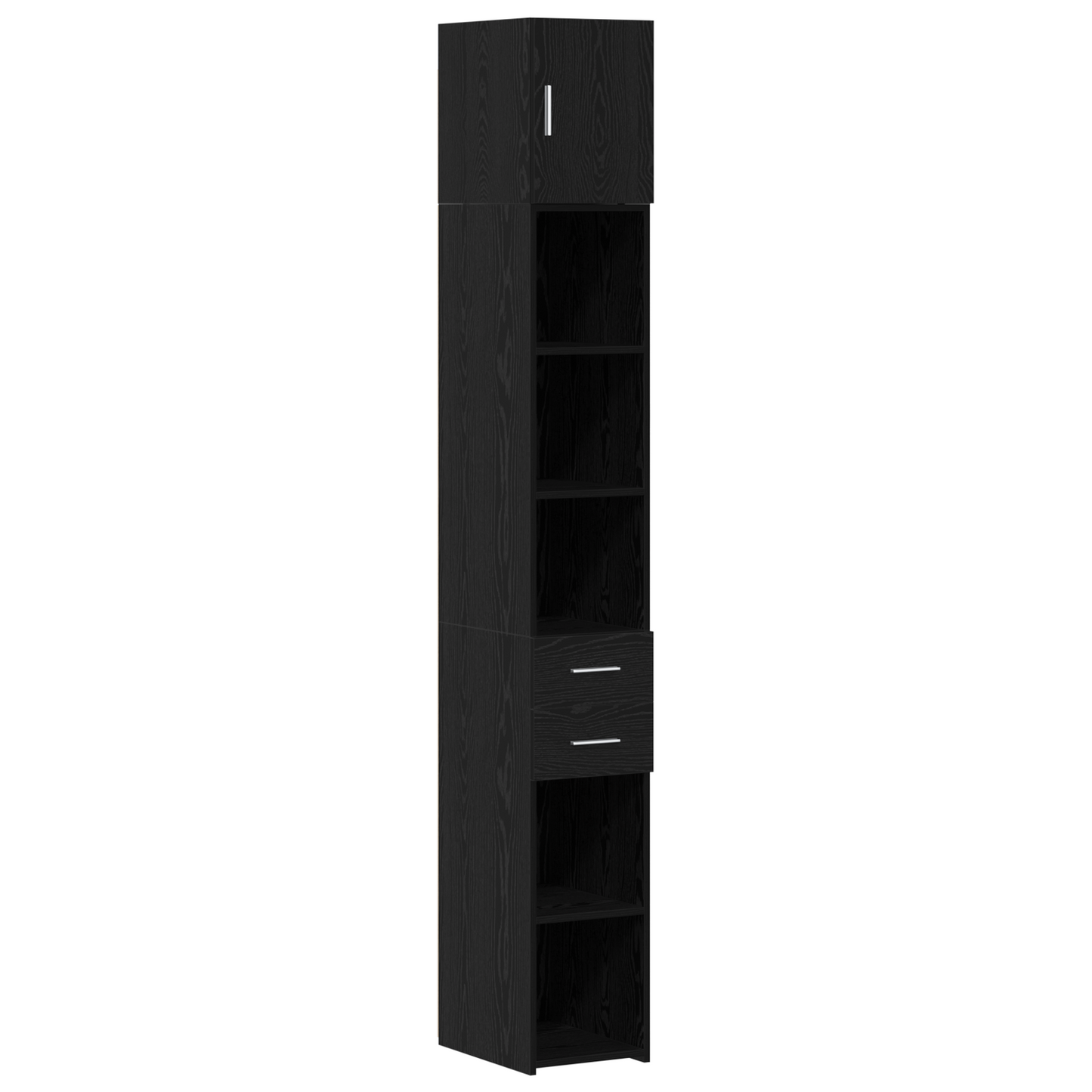 Slim Storage Cabinet Black Oak 30x42.5x225 cm Engineered Wood