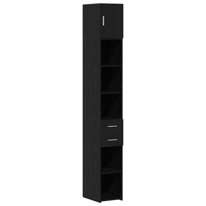 Slim Storage Cabinet Black Oak 30x42.5x225 cm Engineered Wood