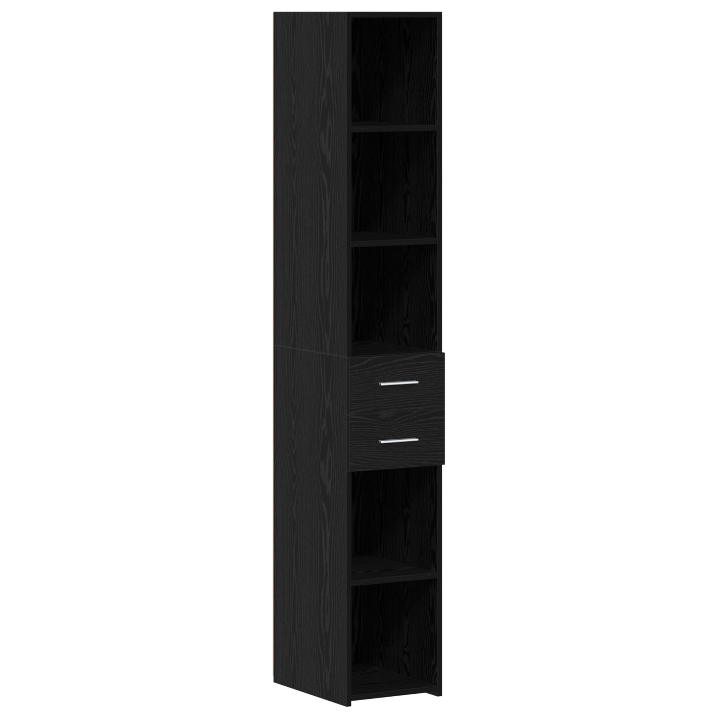 Slim Storage Cabinet Black Oak 30x42.5x225 cm Engineered Wood